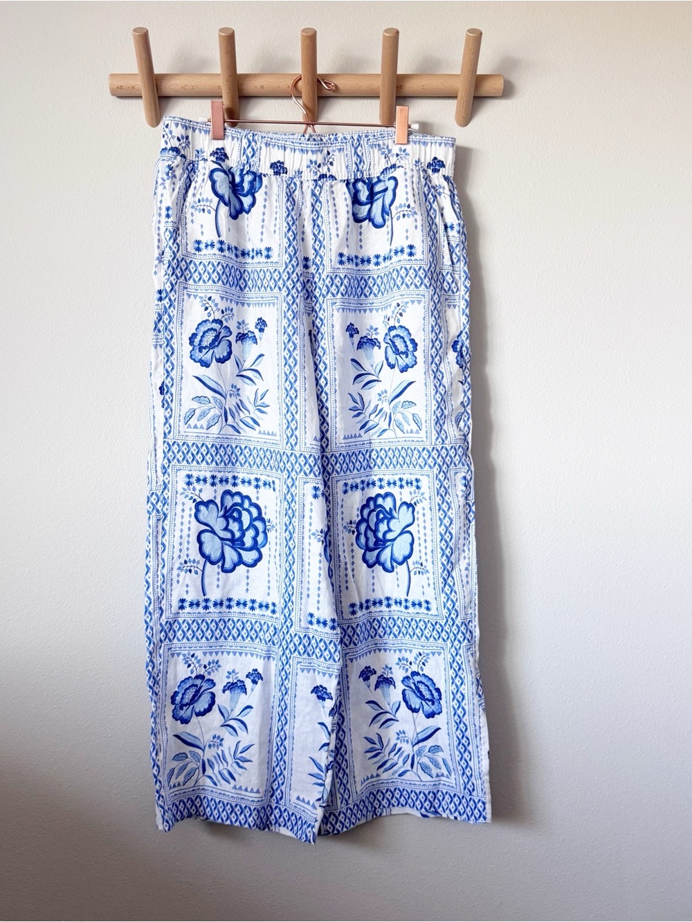 Halston Heritage Wide Leg Linen Pants with Tile Print